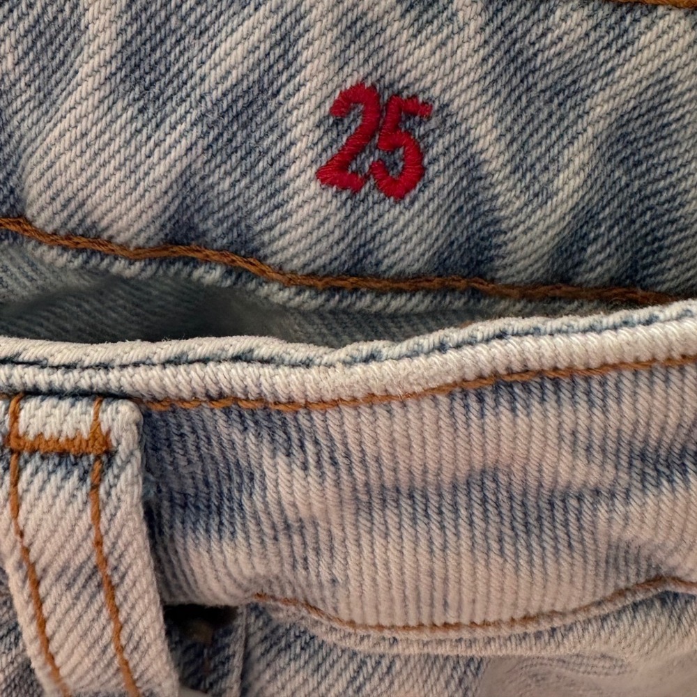 Sezane Brut Sexy Edge Blue High Waisted Straight Leg Organic Cotton Jeans 25 NEW - Picture 6 of 9